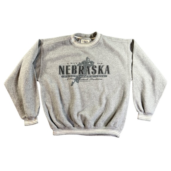Gear For Sports Other - Vintage Nebraska Football Sweatshirt Mens Medium Gray Gear Sports Crewneck Logo